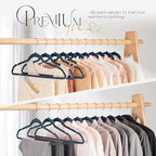 HOUSE DAY Velvet Hangers 60 Pack, Premium Clothes Non-Slip Felt Hangers, Sturdy Navy Blue Men Heavy Duty Coat Hanger, Suit Hanger for Space Saving 360° Rotating Rose Gold Hook