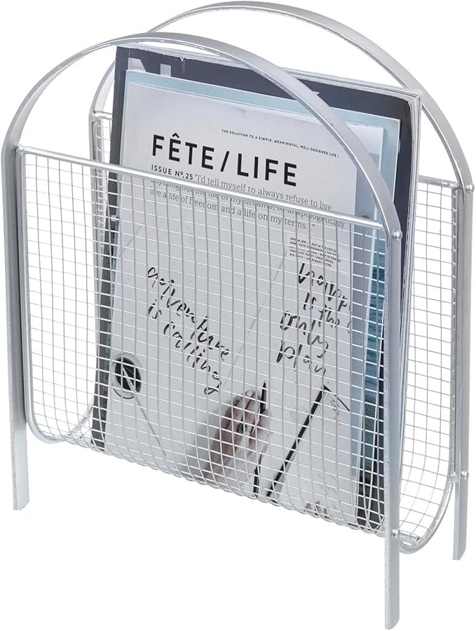 MyGift Magazine Rack, Floor Freestanding Magazine Holder for Bathroom Bedroom Office, Books Newspapers File Mail Organizer, Mid Century Modern Decor Wire Storage for Tablets and Documents