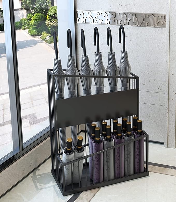 2 Tier Metal Umbrella Stand Umbrella Holder, Large-Capacity Commercial Umbrella Stand Umbrella Holder for Hotel Offices, Entrance Umbrella Organizer