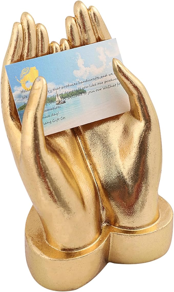 Golden Hands Sculpture Elegant Resin Home Decor Hands Statues Versatile Love Ornament,Perfect for Bedroom, Office Desktop, Cabinets,Wedding (Holding Hands)