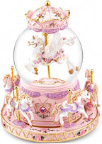 Unicorn Carousel Snow Globe Music Box, Plays You are My Sunshine, Rotating Horse Musical Snow Globe Gift for Daughter Girls Women, Birthday Christmas for Wife Sister Friend