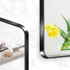 BONEWEI 20x40 inch Bathroom Mirror,Black Rectangle Mirror,Wall Mounted Bathroom Frame Vanity Mirror with Round Corner for Bedroom Living Room,Entryway Hangs Horizontal or Vertical
