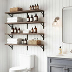 YGEOMER Floating Shelves for Wall, 35in Brown Wall Shelves for Living Room, Bathroom, Bedroom, Kitchen, Home Decor (Set of 4)