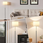 Ambimall 60'' Modern Floor Lamp with Shade, Tall Lamps for Living Room, Bedroom, Office, Dining Room, Gold & Black Lamp Pole(Without Bulb)