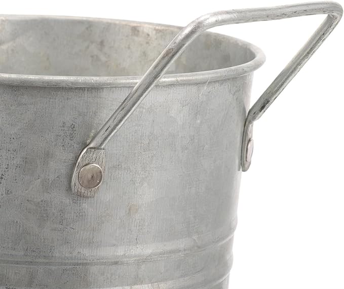 Alipis Metal Umbrella Stand Rack Standing Umbrella Holder Bin Canes Walking Sticks Holder Galvanized Metal Vases Farmhouse French Bucket with Handles Silver