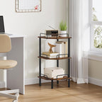 Tajsoon Corner Shelf Stand, 3 Tier Industrial Corner Shelves, Multipurpose Standing Display Shelf, Corner Shelving Unit for Bedroom, Living Room, Office, Kitchen, Rustic Brown