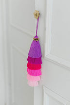 Tassellini Multi-Colored Layered Large Cotton Tassel with Hanging Loop for Furniture Décor, Home or Handbag Accessory (Purple)