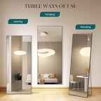 DUMOS 64"x21" Full Length Mirror, Full Body Mirror with Aluminum Alloy Thin Frame, Standing Mirrors with Leaning or Hanging, Suitable for Bedroom, Livingroom, Cloakroom, Black