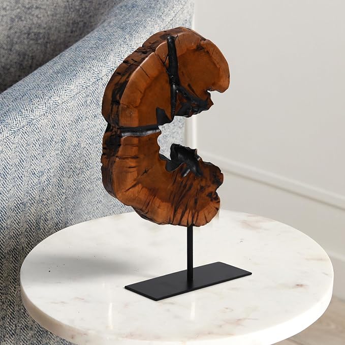 WELLAND Rustic Date Tree Sculpture, Wood Tabletop Sculpture Collectible Decoration for Home Office Decor
