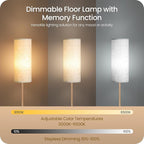 Wooden Textured Pole Lamp, Dimmable Floor Lamps for Living Room with Remote and Foot Switch, 64.4” Standing Tall Lamp, Corner Floor Light for Bedroom, Bulb Included, 3000K-6500K, FCC Listed XE06LD05W1