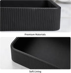 PU Leather Valet Tray Organizer, Modern Nightstand Organizer Bedside Desktop Storage for Womens and Men, Decorative Perfume Trinket Catchall Vanity Tray for Key Watch Wallet (Black)