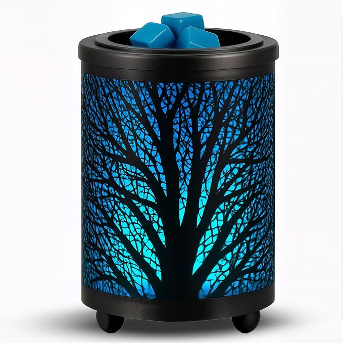 Leyoue Electric Wax Melt Warmer PTC Heating Plate with 7 Colors LED Changing Light Wax Warmer Fragrance Warmer for Home Office Gifts & Decor(Black Forest)