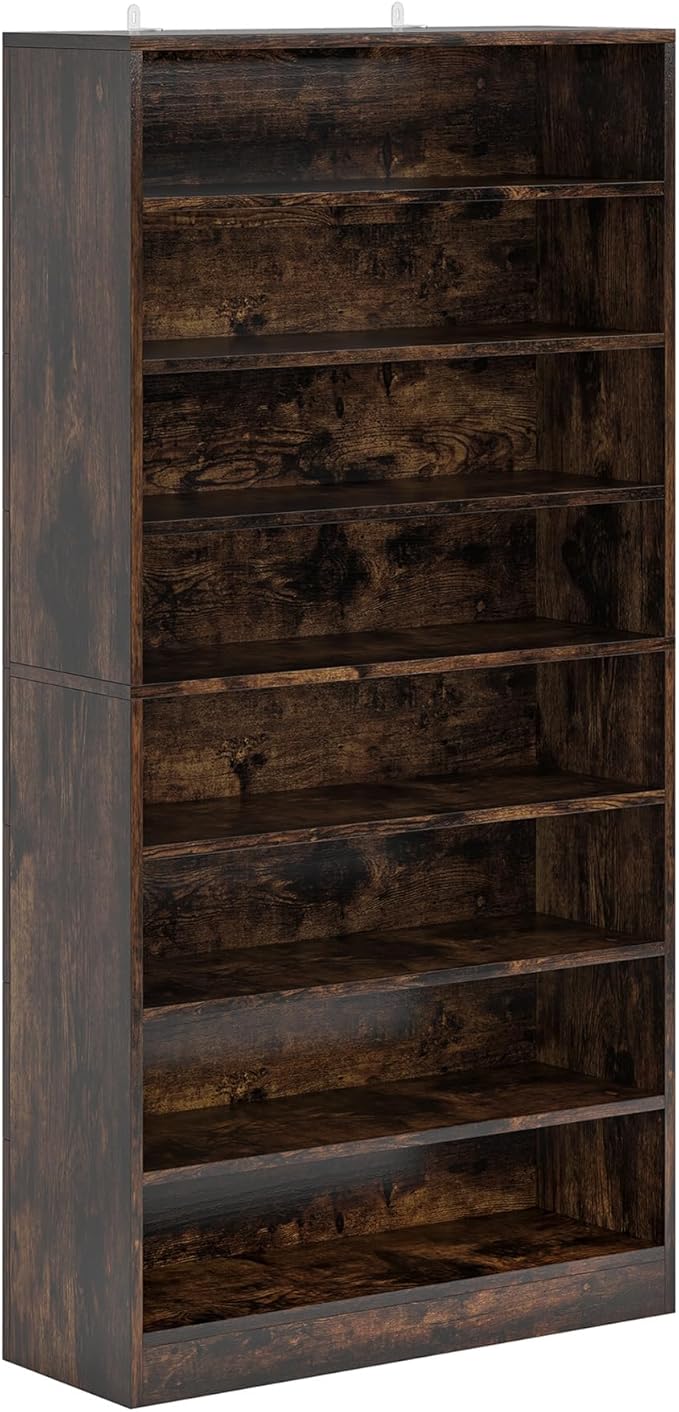 Tribesigns Tall Shoe Cabinet, 9 Tiers 40-45 Pairs Heavy Duty Wood Freestanding Shoe Storage Cabinet, 70.8'' Tall Shoe Cabinet with Open Storage for Entryway (1, Rustic Brown)
