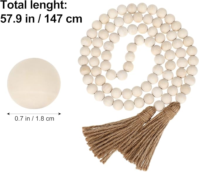 IMIKEYA Wooden Beads Garland: 3PCS Farmhouse Wood Bead Garland for Tiered Tray Farmhouse s Hanging Wood with Tassels Prayer Rustic s for Coffee Table Decor