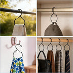 4pcs Belt Hanger, Stainless Steel Belt Organizer Waterproof Tie Hanger Closet Storage Accessory for Scarves Bags Hats Holds Multiple Items (Black)