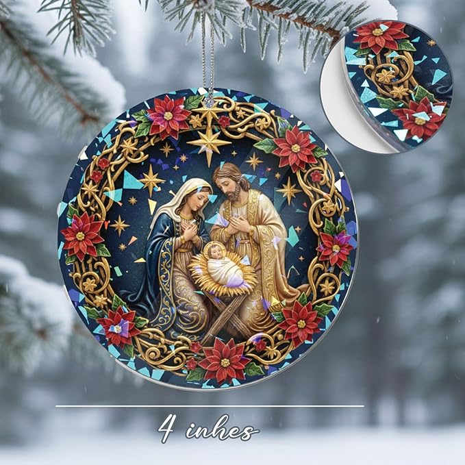 Nativity Christmas Ornament 2025 - Christian Christmas Ornaments – Religious Oranament – Christmas Tree Ornament – Religious Holiday Keepsake Gift