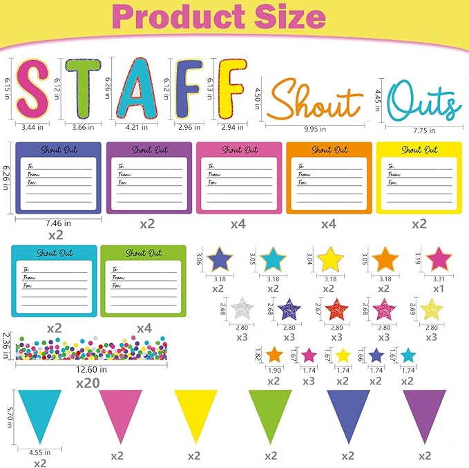 Employee Recognition Bulletin Board Decor - 20 Paper Cutouts Expressing Appreciation and Acknowledgment, Perfect for School, Classroom, and Office Wall Decor