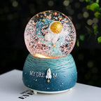 Snow Globe, Snowglobe for Kids Outer Space Water Snow Globes LED Light Change Music Box Home Christmas Decor for Kids, Decorations for Christmas & Birthday(A)
