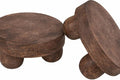 Housewarming Gifts Set of 2 Wood Display Stand Home Decor Display Risers Round Pedestal Bathroom Accessory Holder Plant Holder Table Top Kitchen Multi Purpose Organiser Set (Walnut)