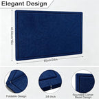 Cork Board Alternative, Decorative Foldable Felt Bulletin Board 24 * 16 Inches, Alternative Photo Board Self-Adhesive Vision Board, Decorative Pin Board (Rectangle Dark Blue)