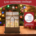 Christmas Snow Globe Lantern Greenhouse Water Glittering Globe with Little Lawn 6H Timer Function Christmas Snow Globes 3 AA Battery Operated for Christmas Festival Decorations Gifts (Greenhouse)