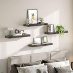 HOOBRO Floating Shelves for Wall, Wall Mounted Shelf Set of 2, 23.6" Hanging Shelf with Invisible Brackets, for Wall Decor Storage in Bathroom Bedroom Kitchen Livingroom Office, Charcoal Gray BC60BJ01