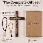 Woodvio - Hand carved wooden wall cross, Catholic crucifix