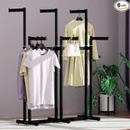 Clothing Racks - Heavy Duty Garment Racks Metal for Retail Display Hanging Clothes, Rolling Black Commercial Clothing Display Rack Stand with Wheels (6 Arm,Black)