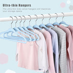 BAGAIL 50 Pack Kids Velvet Hangers 11 Inches Children's Clothes Hangers Non-Slip Baby Hangers for Infant/Toddler (Babyblue)