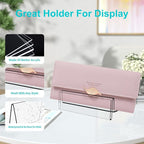 Boloyo Acrylic Display Stand with Sign Plate, 6PC Clear Display Easel Wallet Display Riser Holder, Acrylic Perfume Display Holder for Displaying Wallet, Figure , Cosmetic, Jewelry ,Makeups, Glasses (Small, 6PC)