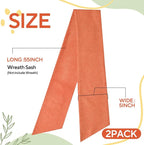 2 Pcs Orange Wreath Sash for Front Door Linen Wreath Ribbon Bow for Fall Yard Porch Garland Home Decor