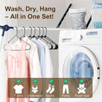 HOUSE DAY Black Plastic Hangers 60 Pack & Medium Mesh Laundry Bags 3 Pack - Space-Saving & Non-Slip Clothes Hangers with Hooks + Delicates Wash Bags Pefect for Closet Storage and Organization
