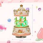 Carousel Music Box for Kids Girls with Colorful Led Lights Luxury Musical Carousel Horse Figurines for Birthday Valentines