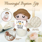 Baptism Gifts for Girl,Boy,Baby - I Am a Child of God Crochet Angel Doll- Religious Christian Gifts for Women,Men,Kids, Confirmation Gift for Teen Girls, First Communion Gift