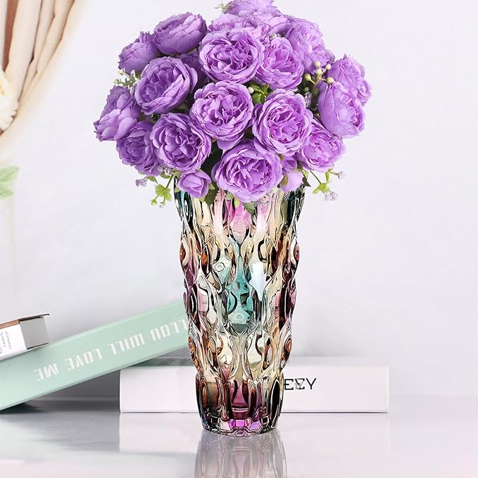 CEMABT Glass Vases for Flowers，Thickened 3.4 lb Morden vases for Tables Centerpieces, vase for Home Decor, Crystal,Colorful and Clear Rose Large Vases Christmas Day Gifts(Heavy Duty)
