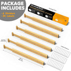 SpaceAid Bamboo Drawer Dividers with Labels, Kitchen Adjustable Drawer Organizers, Expandable Organization for Home, Office, Dressers and Bathroom, 6 Dividers (17-22 in) (Pack of 2)