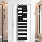 STORAGE MANIAC Over the Door Shoe Organizer with Curtain Dustproof Heavy-Duty Large Deep Pocket Hanging Shoe Organizer for Closet Dorm & Narrow Door Storage Shoe Holder Shoe Rack, 9-Shelf Black 1 Pack