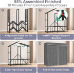 95% Assembled Heavy Duty Garmen Clothes Rack, 59" Lx68 H Freestanding Flodable Strong Portable Clothing Rracks with Cover,Black