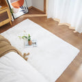 Ghouse Ultra Soft Faux Rabbit Fur Rug 3x5, Machine Washable Area Rugs for Bedroom Fluffy Rugs for Living Room, No-Shedding Carpet Sheepskin Rug White