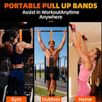 Pull Up Assistance Bands - Adjustable Heavy Duty Resistance Band for Pull Up Bar with 4 Assist Bands, Dual Footrests, Resistance Bands for Ｗorking Out, Strength Training, Home Gym