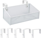 Bedside Caddy Hanging Storage Basket Beside Shelf Metal Organizer for Collage Dorm Bunk Bed,Hospital Bed,Baby Bed - Bedroom Essentials for Magazine,Remote Control,Phone,Drinks (White)