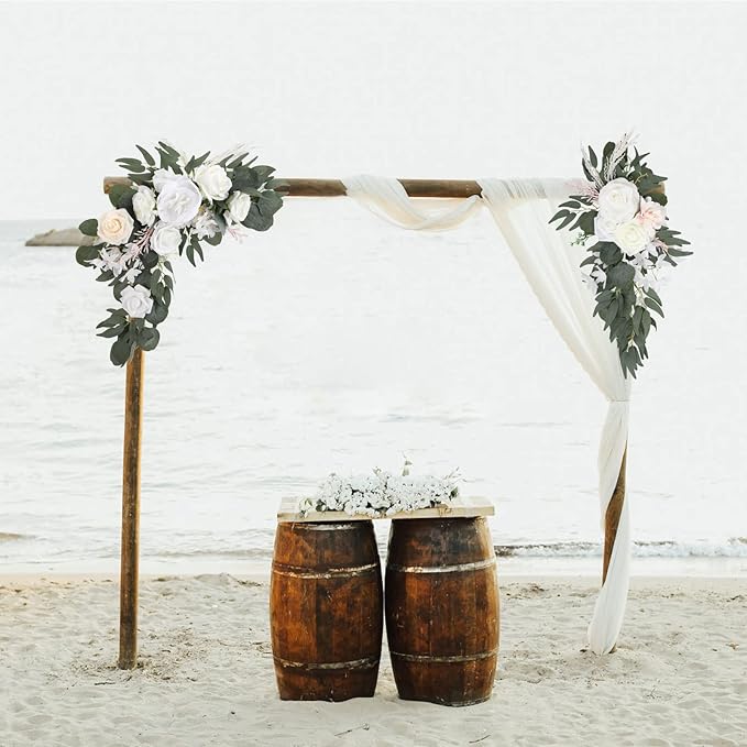 CDQL 2Pcs Wedding Welcome Sign Floral Decoration,Artificial Flower Swag Wedding Arch Decor, Wedding Flower Swag for Wedding Ceremony and Reception Arrangement (Yellow)