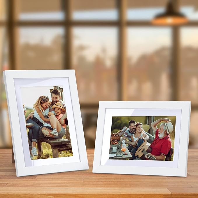 Lyeasw White 5x7 Picture Frame Set of 15, Display Pictures 4x6 with Mat or 5x7 without Mat, Multi Photo Frames for Wall Mounting or Tabletop Display