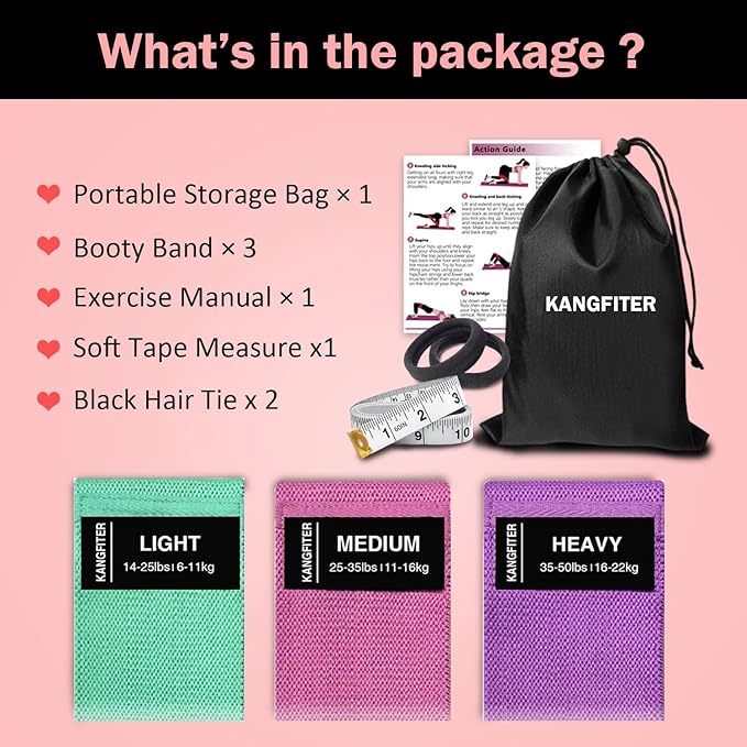 Non-Slip Fabric Resistance Bands for Working Out, Loop Exercise Bands for Booty Leg, Butt, Glute, Stretch Workout Bands for Women & Men, Hip Elastic Bands for Home Gym Fitness, Yoga, Pilates