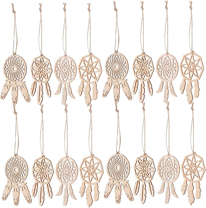 PRETYZOOM Wooden Dream Catcher Pendant 4.33 x 2.95 in with Tassel – Woven Boho Wall Hanging for Bedroom, Dorm & Living Room Decor, for Teens, Women & Gift Giving