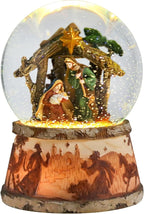 Christmas Snow Globe Musical - Nativity Snowglobes Water Snow Globes with 5 Colors Change LED Light Music Box Home Christmas Decor for Kids Wooden