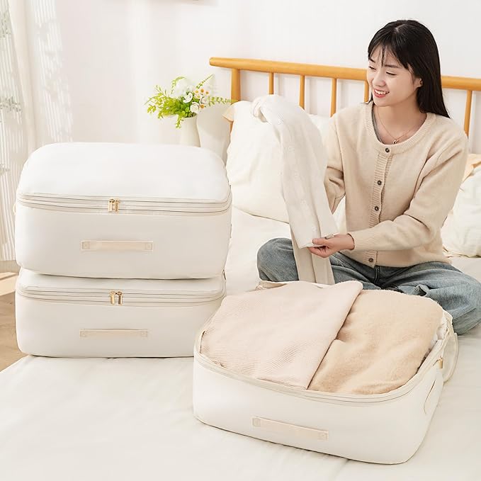 Ultra Space Saving Self Compression Organizer, Comforter Storage Bag for Clothes, Blankets, Pillows, Duvet, Comforters, Bedding Sets and Much More (Pink,X-L - 54 * 42 * 60cm)