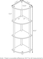 Furinno TURN-N-TUBE Corner Shelf, 4-Tier Corner Bookshelf, Display Storage Shelves with Open Shelves, for Organization and Storage, Living Room, Home Office, Garage, Espresso