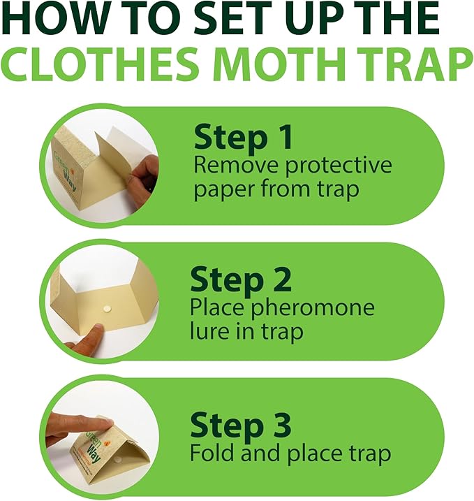 Greenway Clothing Moth Traps with Powerful Pheromone Lures for Effective, Odor-Free Closet Protection, Non-Toxic, Eco-Friendly & Long-Lasting Solution, 6 Packs (Includes 12 Traps & 12 Lures)
