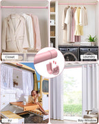 Closet Rods for Hanging Clothes, 17 to 39 Inches Stepless Adjustable Metal Closet Rod, 1.3 Inches Heavy Duty Clothes Hanging Rod for Closet Wardrobes Laundry RV, Pink